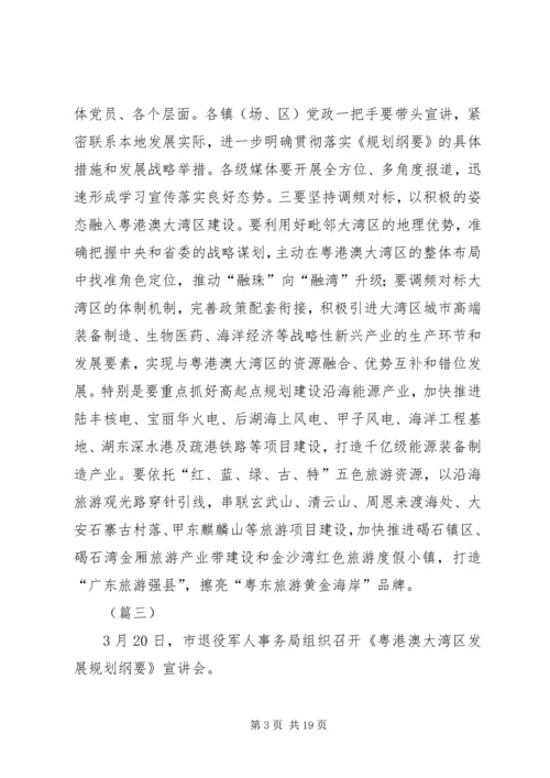 贯彻落实粤港澳大湾区发展规划纲要宣传情况通讯15篇_1.docx