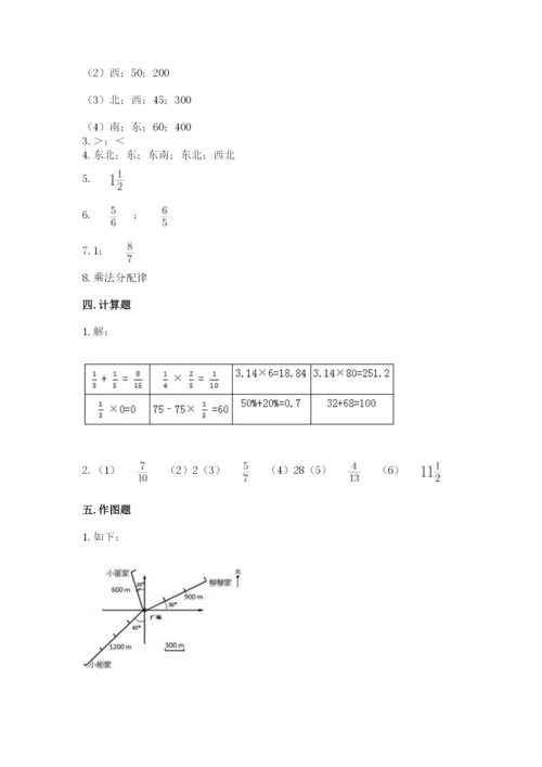 人教版六年级上册数学期中考试试卷【考点提分】.docx