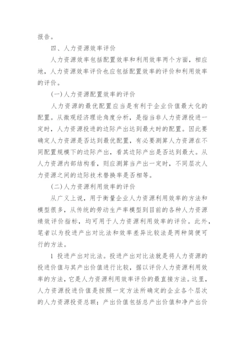人力资源会计理论框架研究论文精编.docx