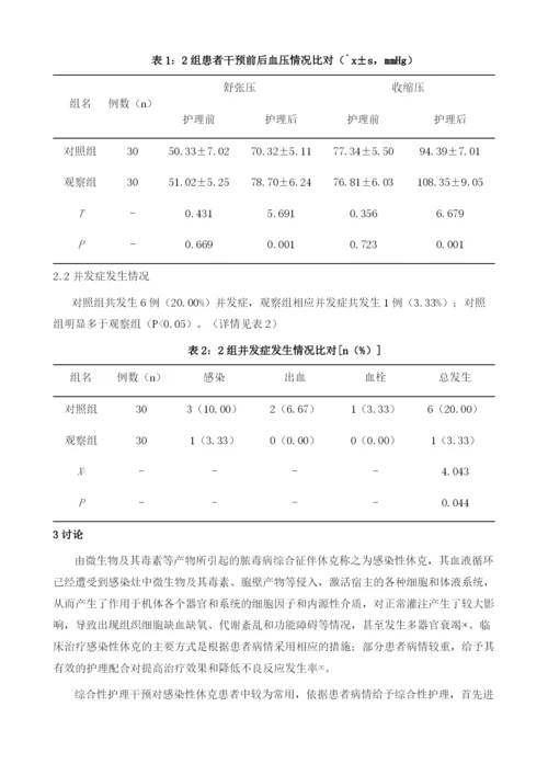 精细化优质护理对感染性休克患者有创动脉血压监测的护理效果.docx