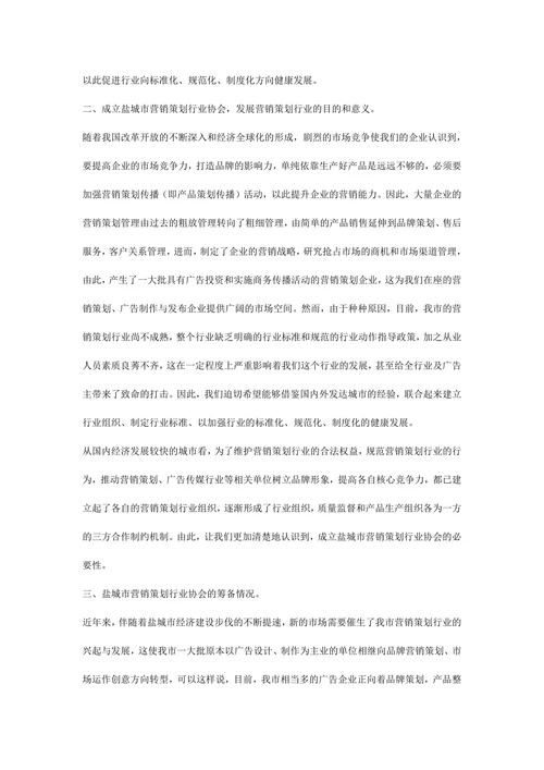 营销策划行业协会报告