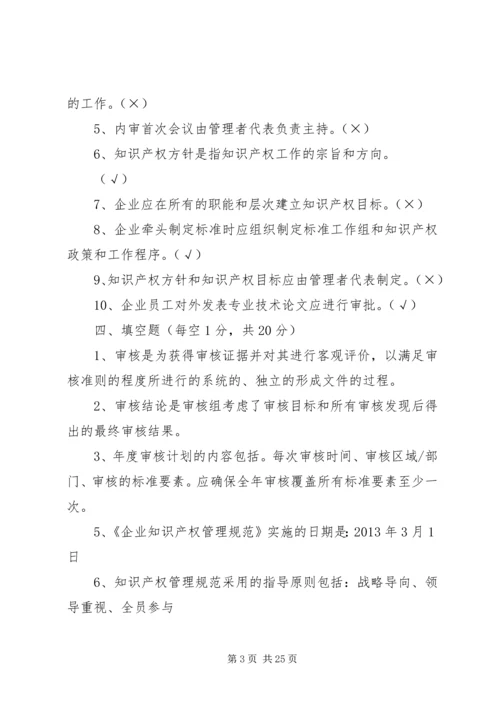 企业知识产权管理规范内审员考核.docx