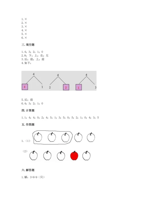 人教版一年级上册数学期中测试卷精品（名师推荐）.docx