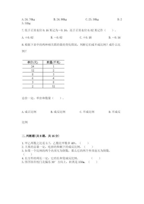 冀教版小学六年级下册数学期末综合素养测试卷【考试直接用】.docx