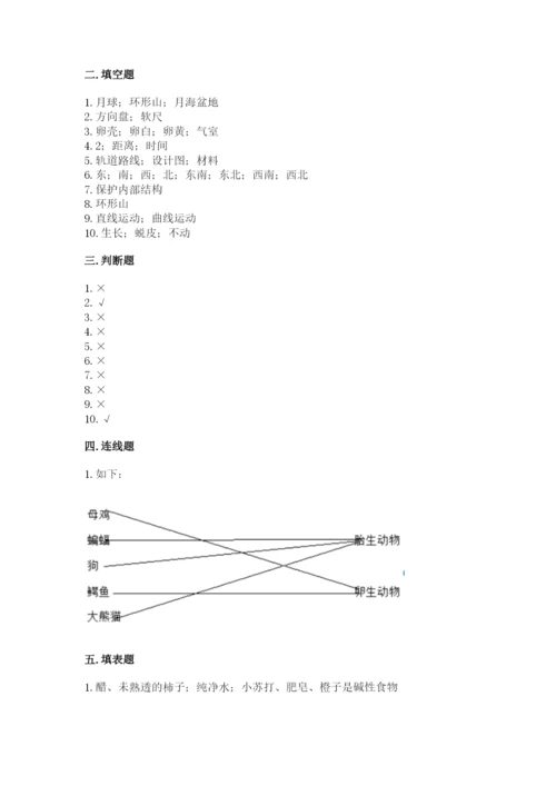 教科版科学三年级下册期末测试卷精品【含答案】.docx