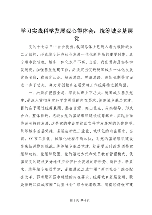 学习实践科学发展观心得体会：统筹城乡基层党.docx