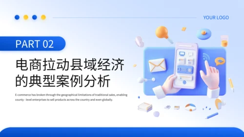 蓝色3D风电商对县域经济拉动效应的毕业答辩PPT