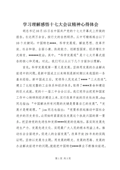 学习理解感悟十七大会议精神心得体会.docx