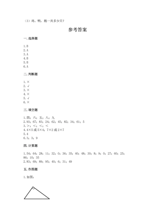 人教版二年级上册数学期末测试卷带答案（综合卷）.docx