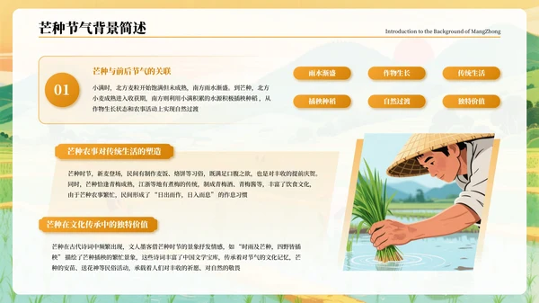橙色古风二十四节气芒种节气PPT模板