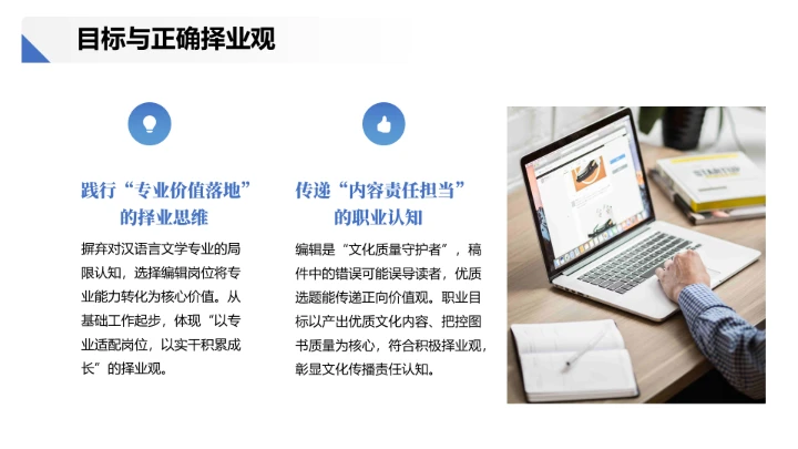 汉语言文学专业大学生职业生涯发展展示PPT模版