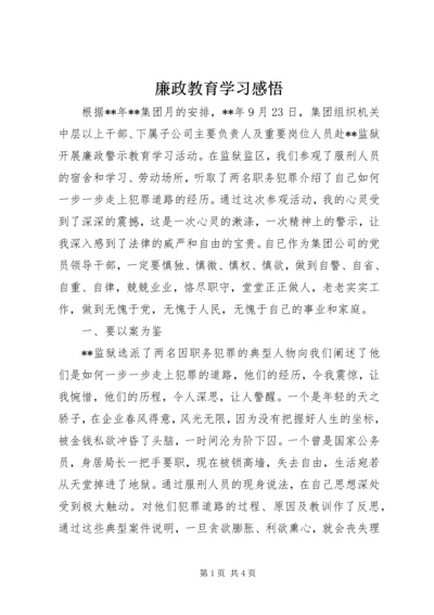 廉政教育学习感悟.docx