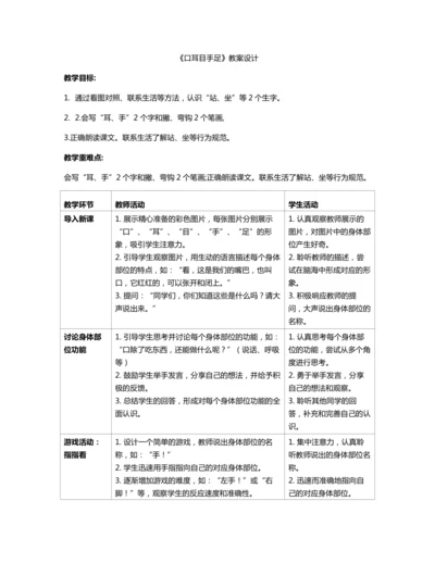3口耳目手足 教案