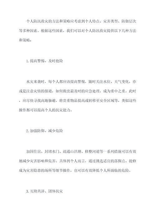 个人防汛救灾剖析材料