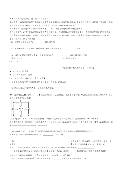 第九章 现代生活与化学 单元测试题有答案