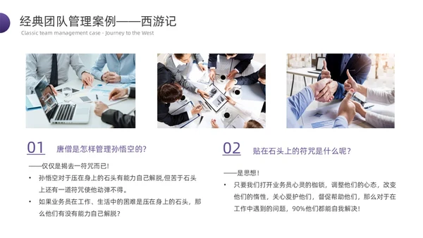 紫色渐变简约形状商务风管理心理学PPT模板