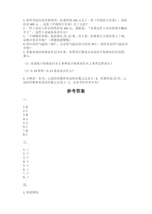 北师大版数学小升初模拟试卷及参考答案（达标题）.docx