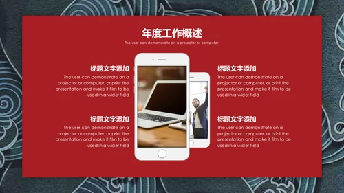 浮士绘巨浪纹理年度工作总结汇报通用PPT模板