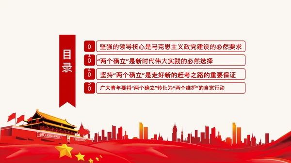 青年学习两个确立的决定性意义党课PPT课件