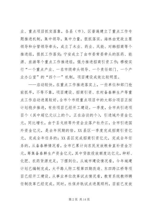 市一季度重点工作推进落实情况的督查调研报告.docx