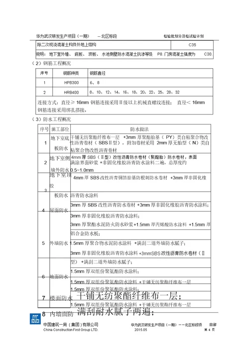 检验批划分及检验试验方案