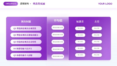 紫色商务风多项列表PPT单页