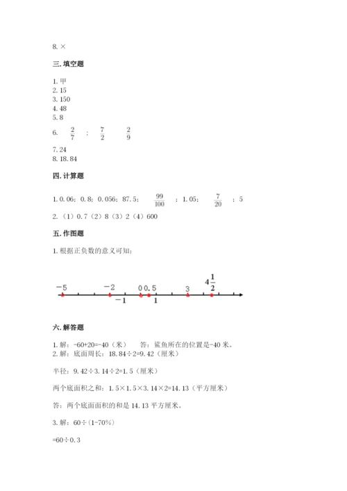 北京版小学六年级下册数学期末综合素养测试卷附参考答案【培优】.docx