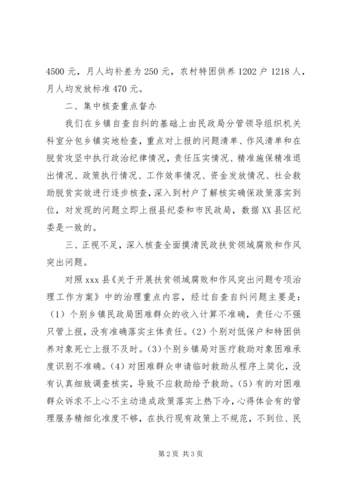 县民政局关于扶贫领域腐败和作风问题自查自纠工作汇报.docx