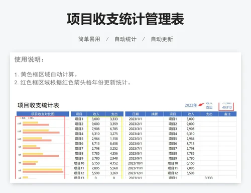 项目收支统计管理表