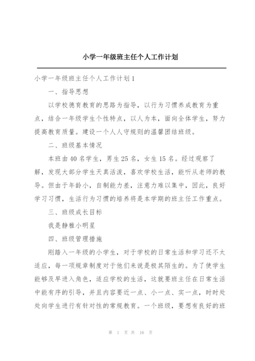 小学一年级班主任个人工作计划.docx