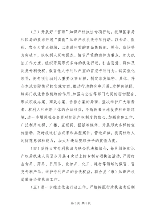 市知识产权局XX年专利行政执法工作计划 (4).docx