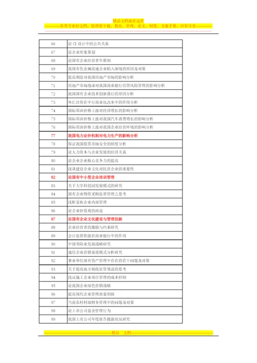 工商管理专业毕业论文参考选题.docx