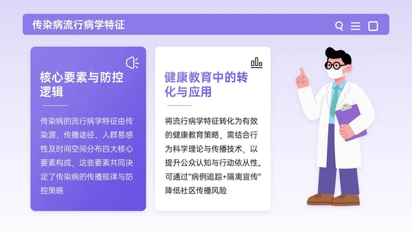 紫色插画风全面健康教育公共卫生PPT模板