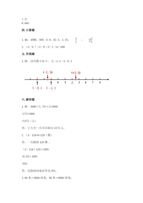 沪教版小学六年级下册数学期末综合素养测试卷附参考答案（精练）.docx