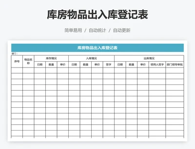 库房物品出入库登记表