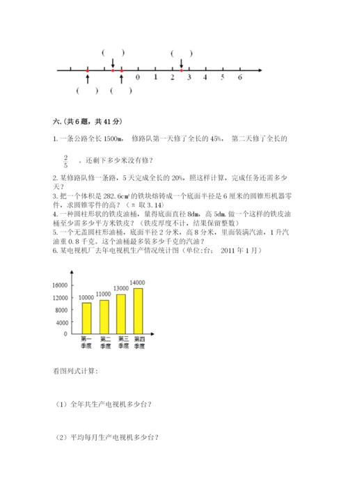 小学六年级下册数学摸底考试题精品加答案.docx