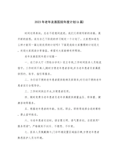 2023年老年友善医院年度计划(6篇).docx