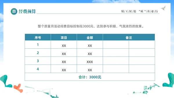 蓝色简约展板风企业质量月活动方案活动策划PPT质量月全国质量月