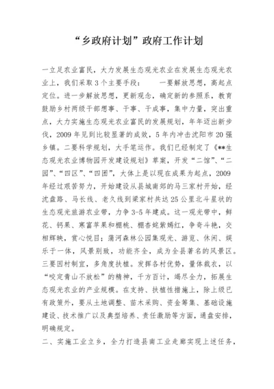 “乡政府计划”政府工作计划.docx