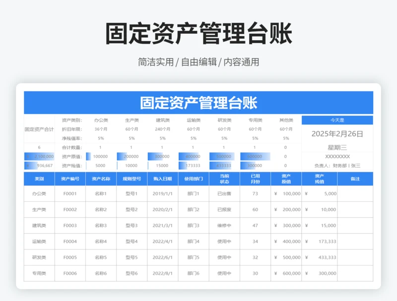 固定资产管理台账