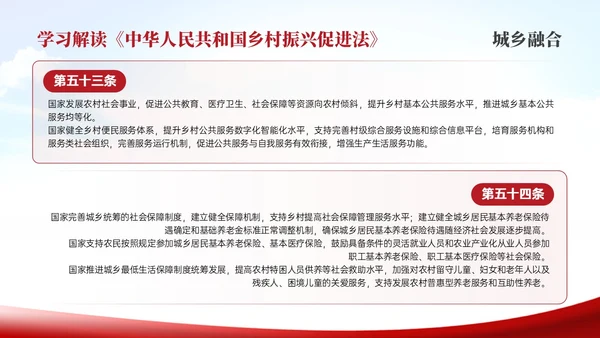红色简约乡村振兴促进法解读学习PPT模板