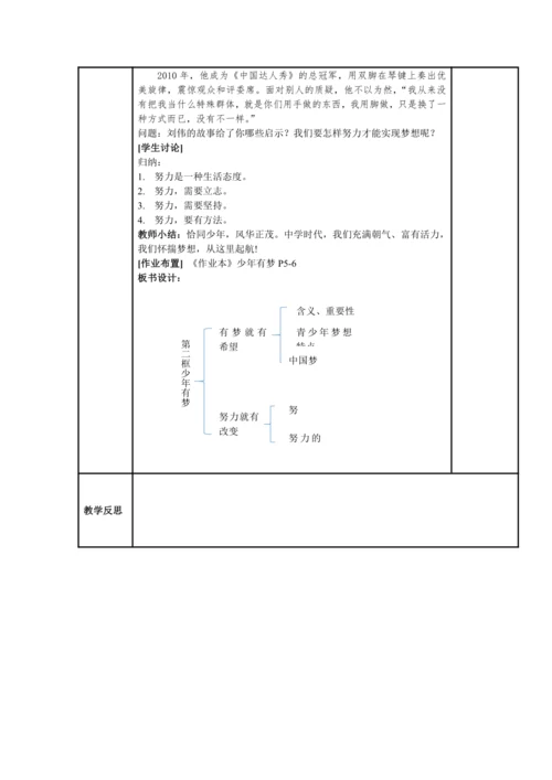 1.2少年有梦表格式教案（共2课时，用wps打开）