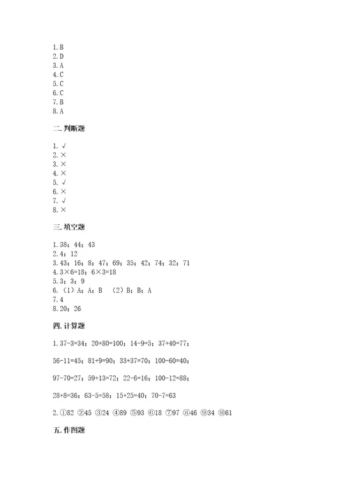 小学数学试卷二年级上册期中测试卷（达标题）