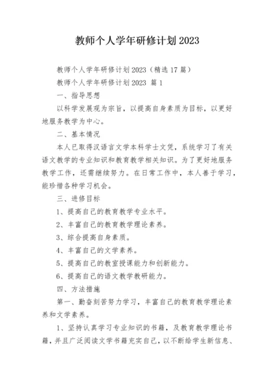 教师个人学年研修计划2023.docx