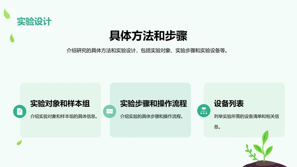 绿色卡通插画学术科研报告PPT模板