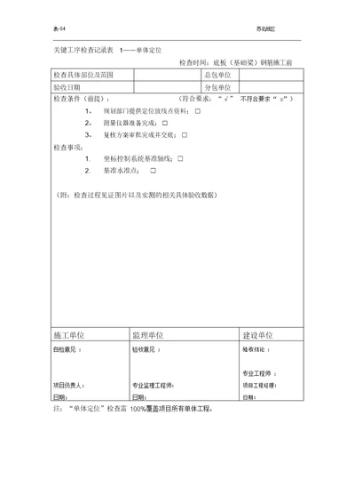 关键工序检查记录表