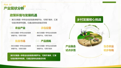 绿色商务风农业乡村项目汇报PPT模板