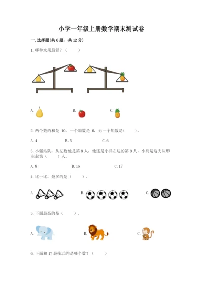 小学一年级上册数学期末测试卷精品（各地真题）.docx