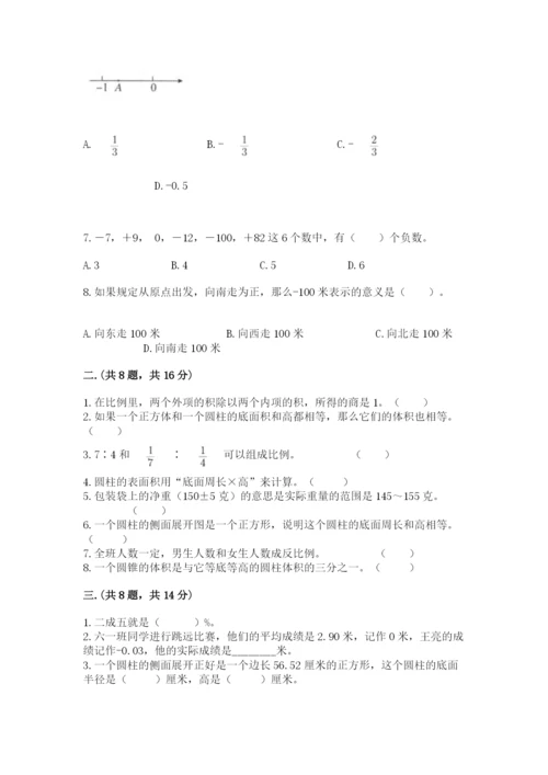 沪教版六年级数学下学期期末测试题（考点精练）.docx