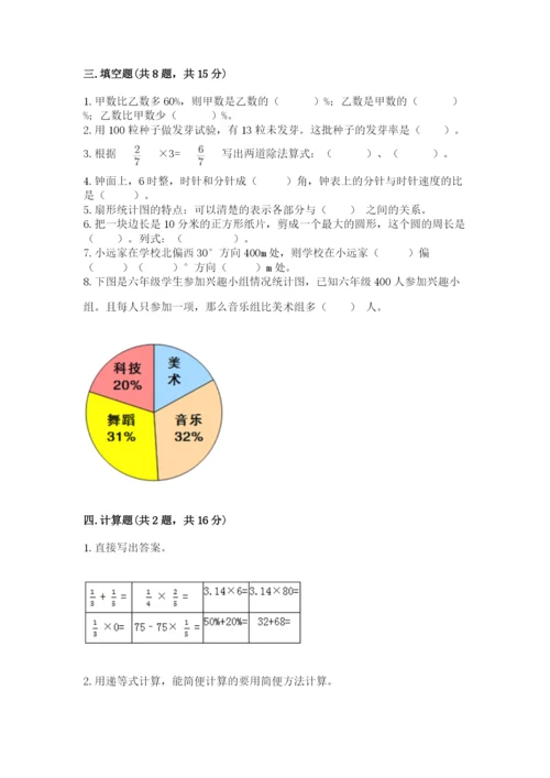 六年级上册数学期末测试卷附答案（夺分金卷）.docx